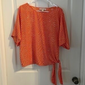 Michael Kors size medium short sleeve top in orange and white.